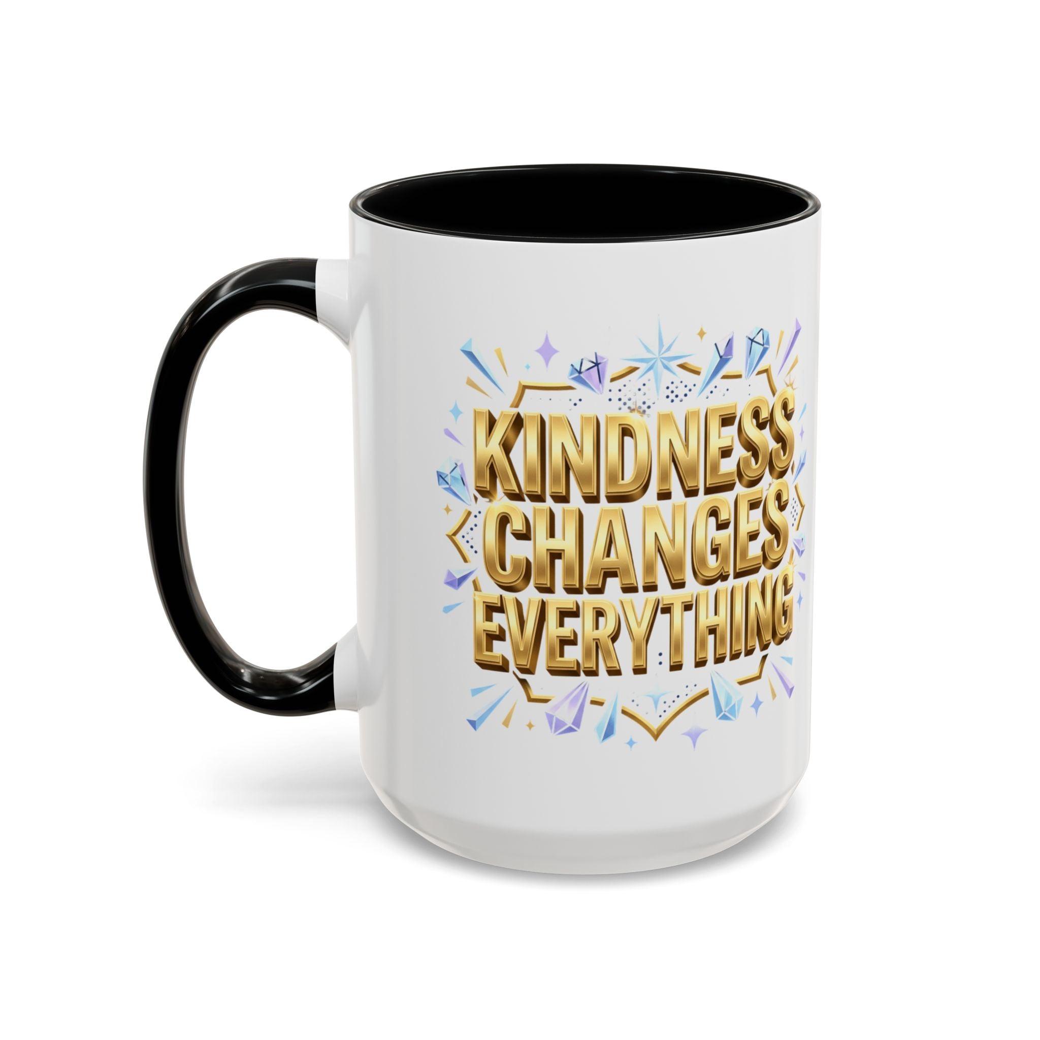 Gold-Kindness Changes Everything Coffee Mug | Inspirational Gold Script Mug | Faith Freedom Creations