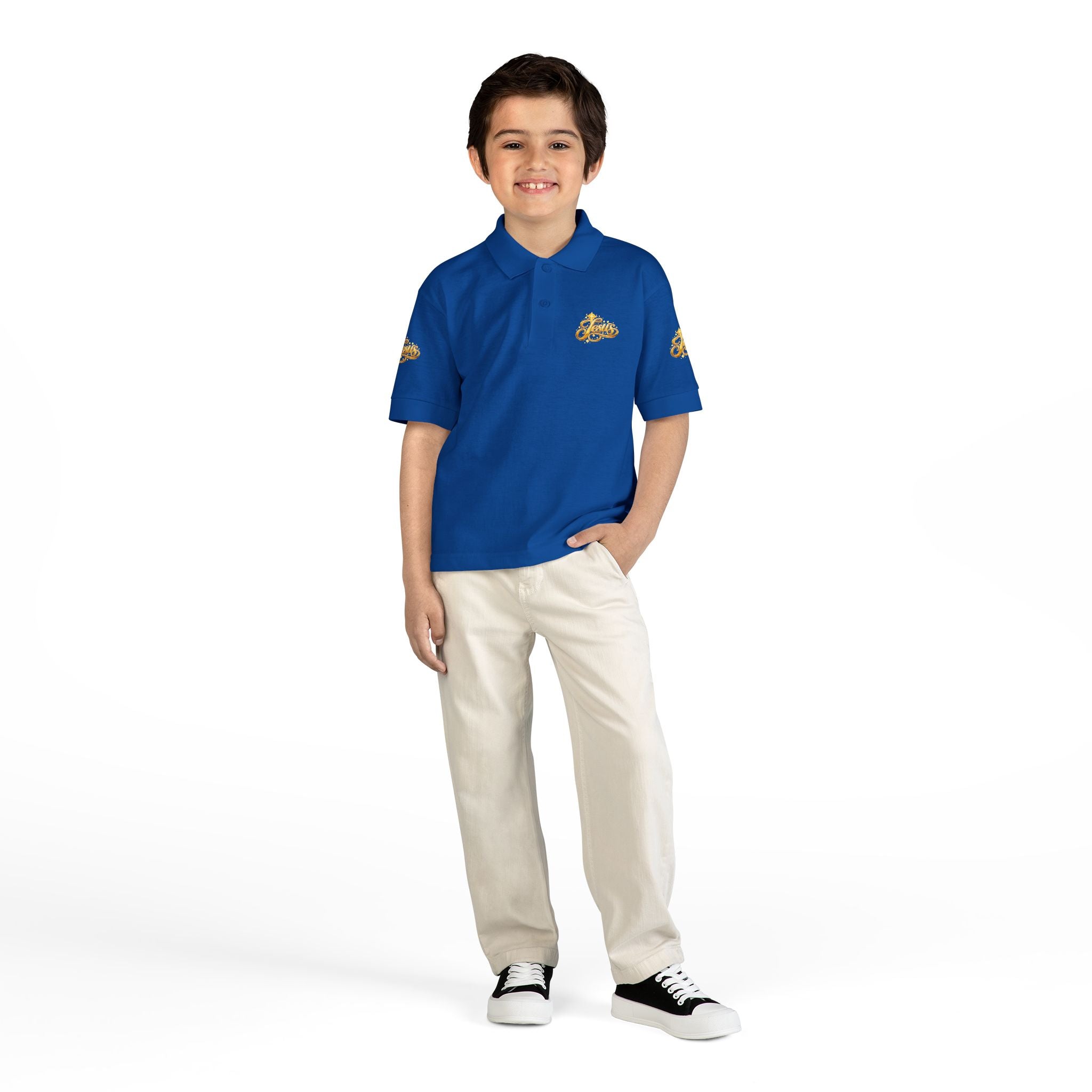 Kids Jesus Gold Nugget Polo – Youth Christian Faith Shirt | Church & Dress Casual Polo