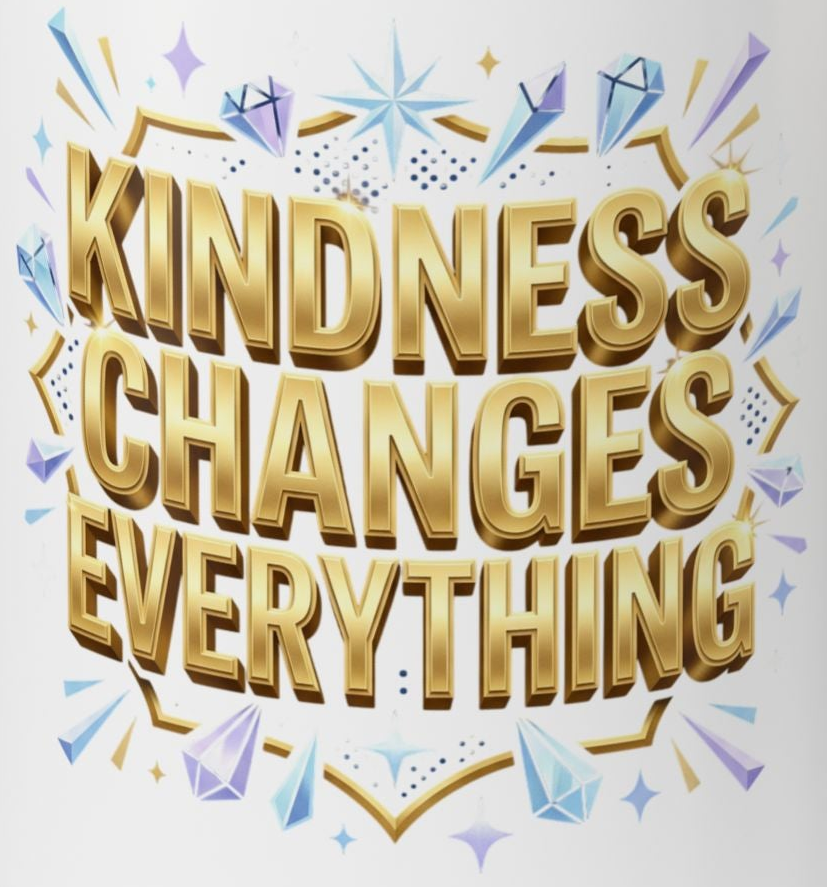 Gold-Kindness Changes Everything Coffee Mug | Inspirational Gold Script Mug | Faith Freedom Creations