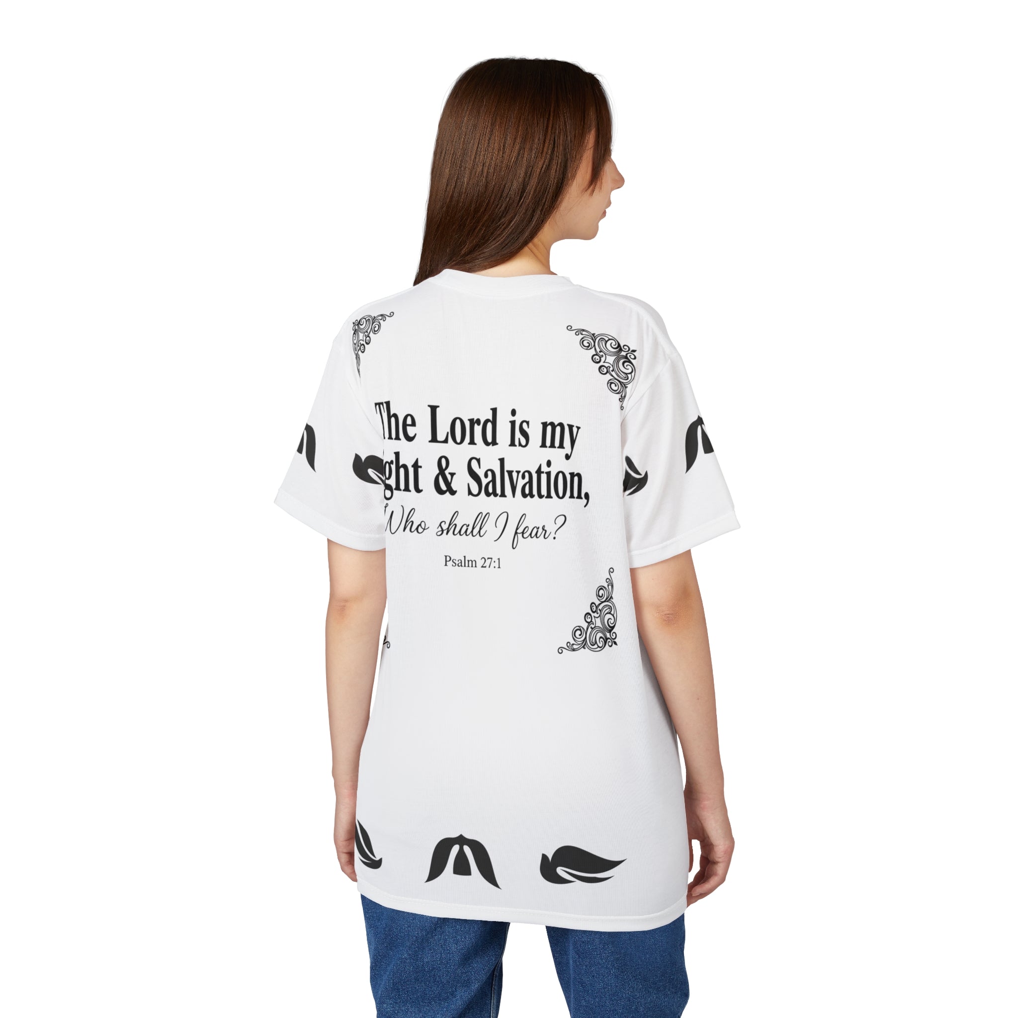Psalm 27:1 Dove Graphic T-Shirt – “The Lord is My Light & Salvation” Christian Bible Verse Tee