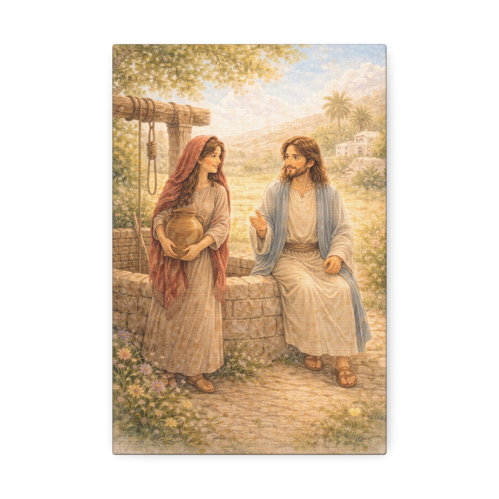 Jesus Knows Our Hearts Canvas — Living Water (John 4:14) Wall Art