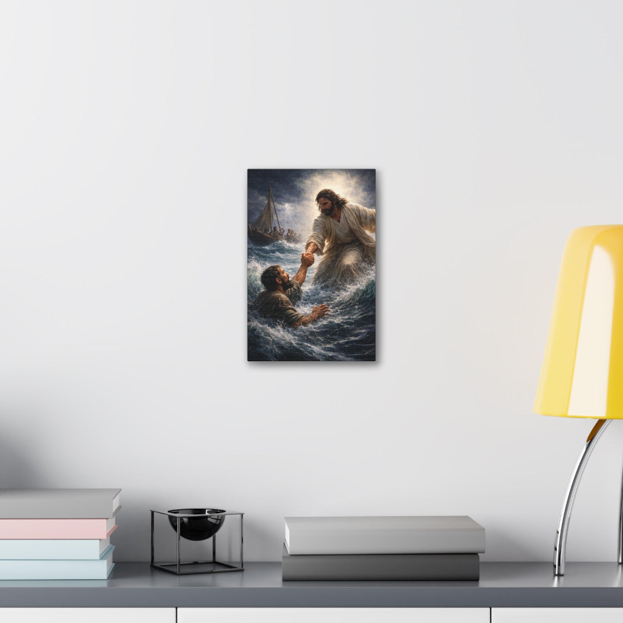 Jesus Saves Canvas Wall Art – Christian Faith Stretched Canvas | Inspirational Scripture Decor
