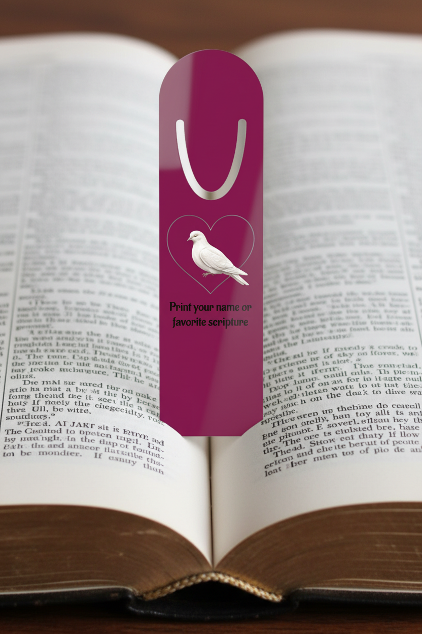 Personalized Dove Heart Metal Bookmark | Custom Christian Bookmark | Inspirational Reading Gift