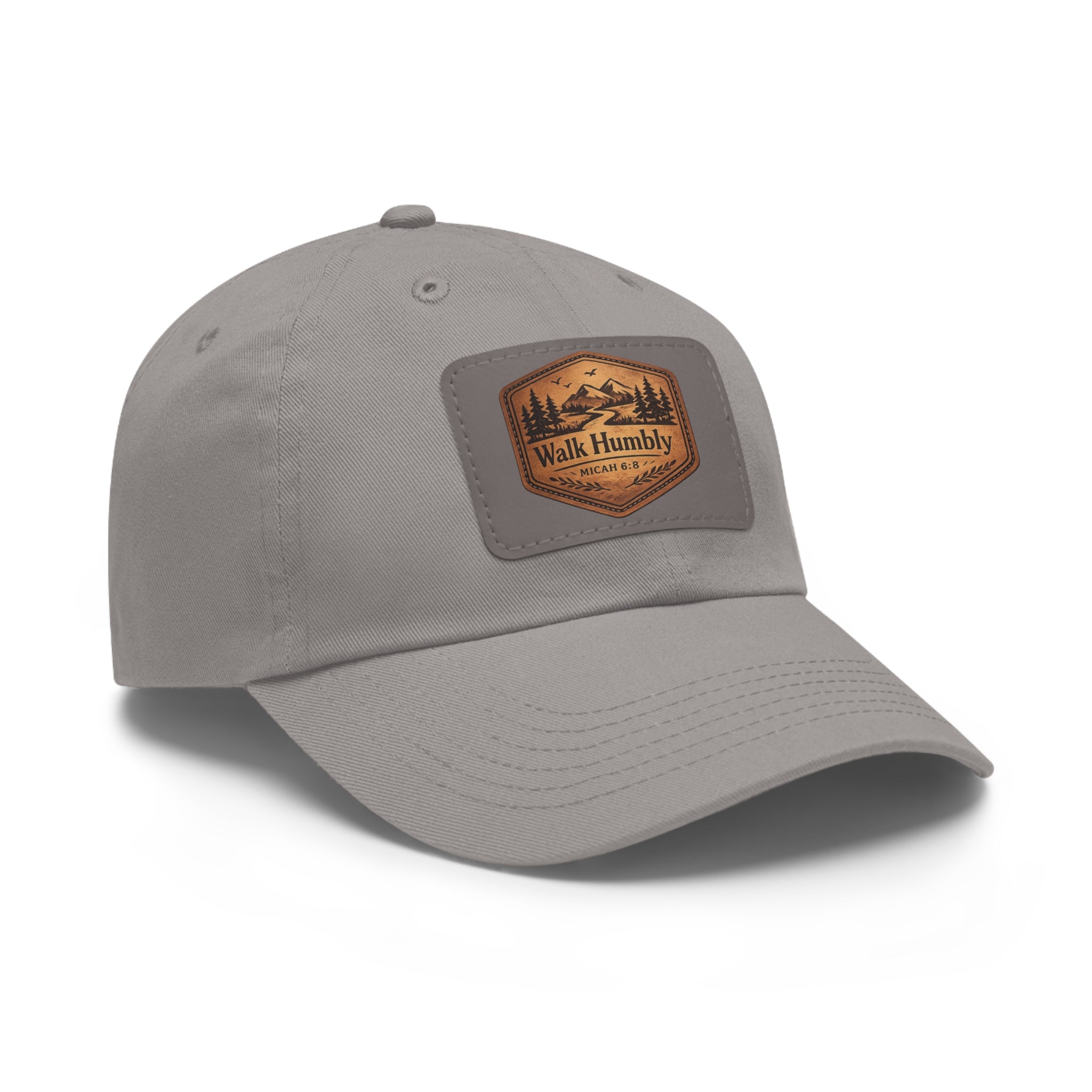 Walk Humbly Leather Patch Dad Hat | Micah 6:8 Christian Outdoor Cap | Faith Freedom Creations