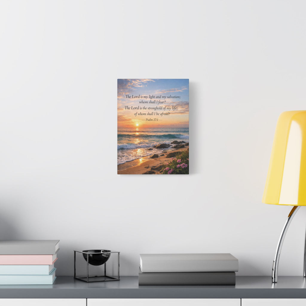 Peaceful Scenes – Sunrise Beach – Psalm 27:1 Canvas Print
