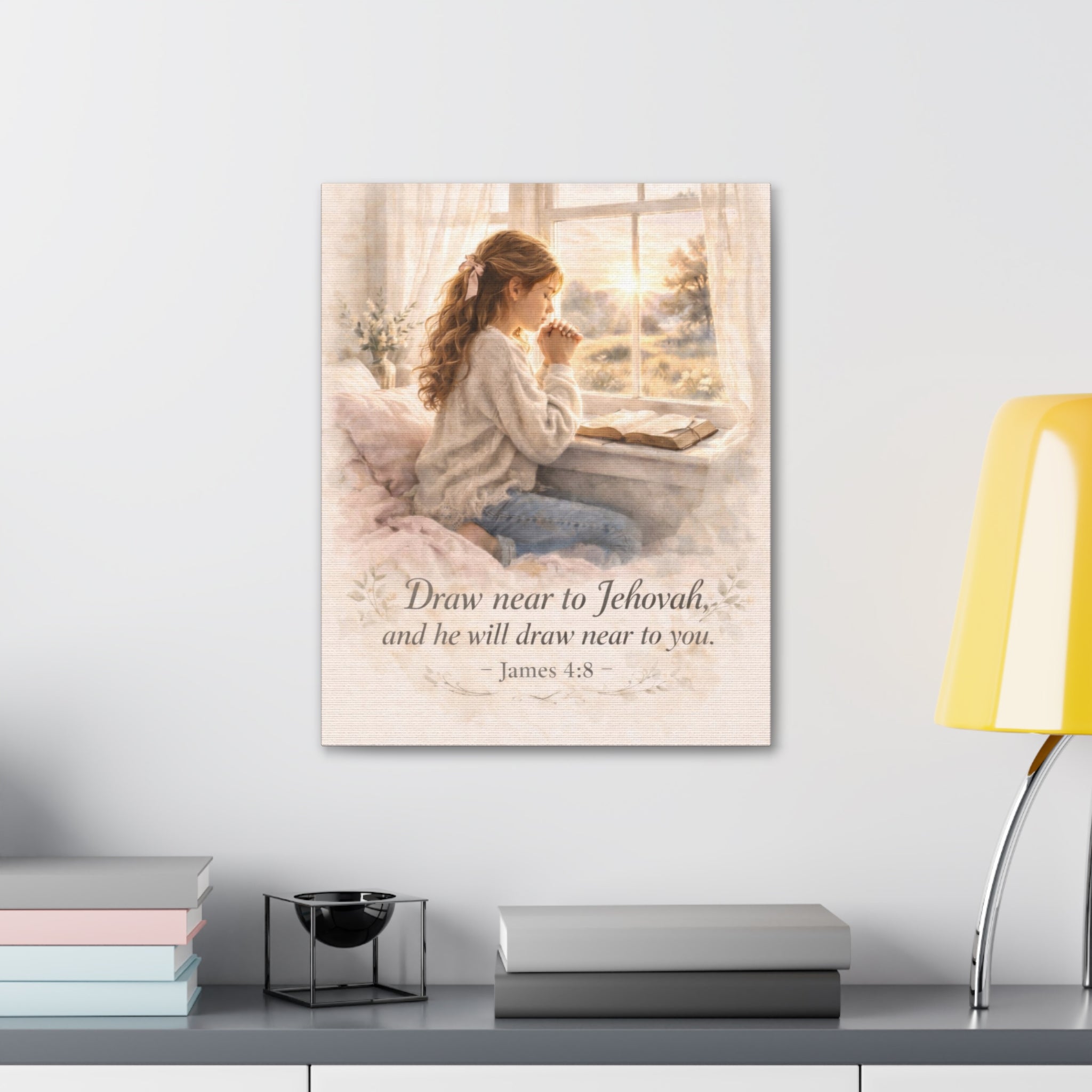 Draw Near to God Canvas Print – Christian Prayer Wall Art | James 4:8 Scripture