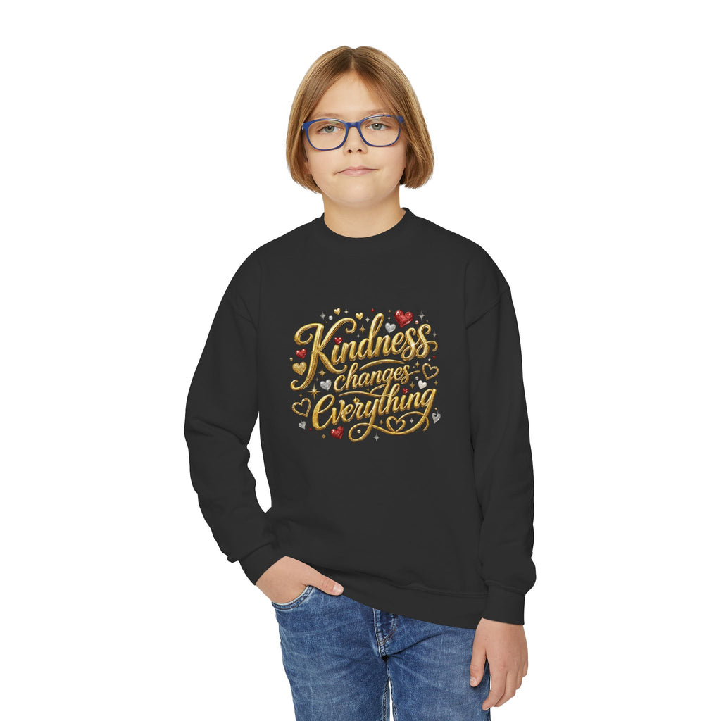 Kindness Changes Everything Youth Crewneck Sweatshirt – Inspirational Kids Pullove