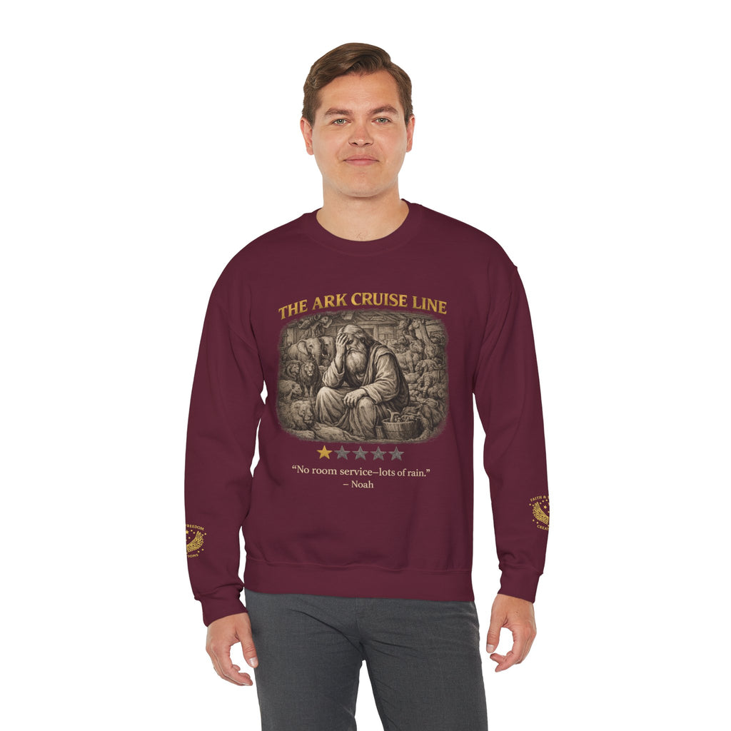 Noah – Crewneck Sweatshirt | “Ark Cruise Liner” Vintage Illustration – Five-Star Faith Series