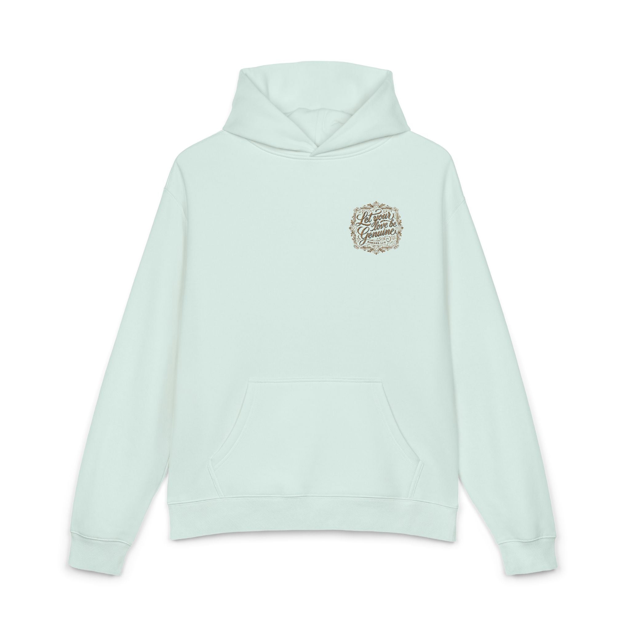 “Let Your Love Be Genuine” Hoodie – Romans 12:9 Christian Pullover | Faith & Freedom Creations