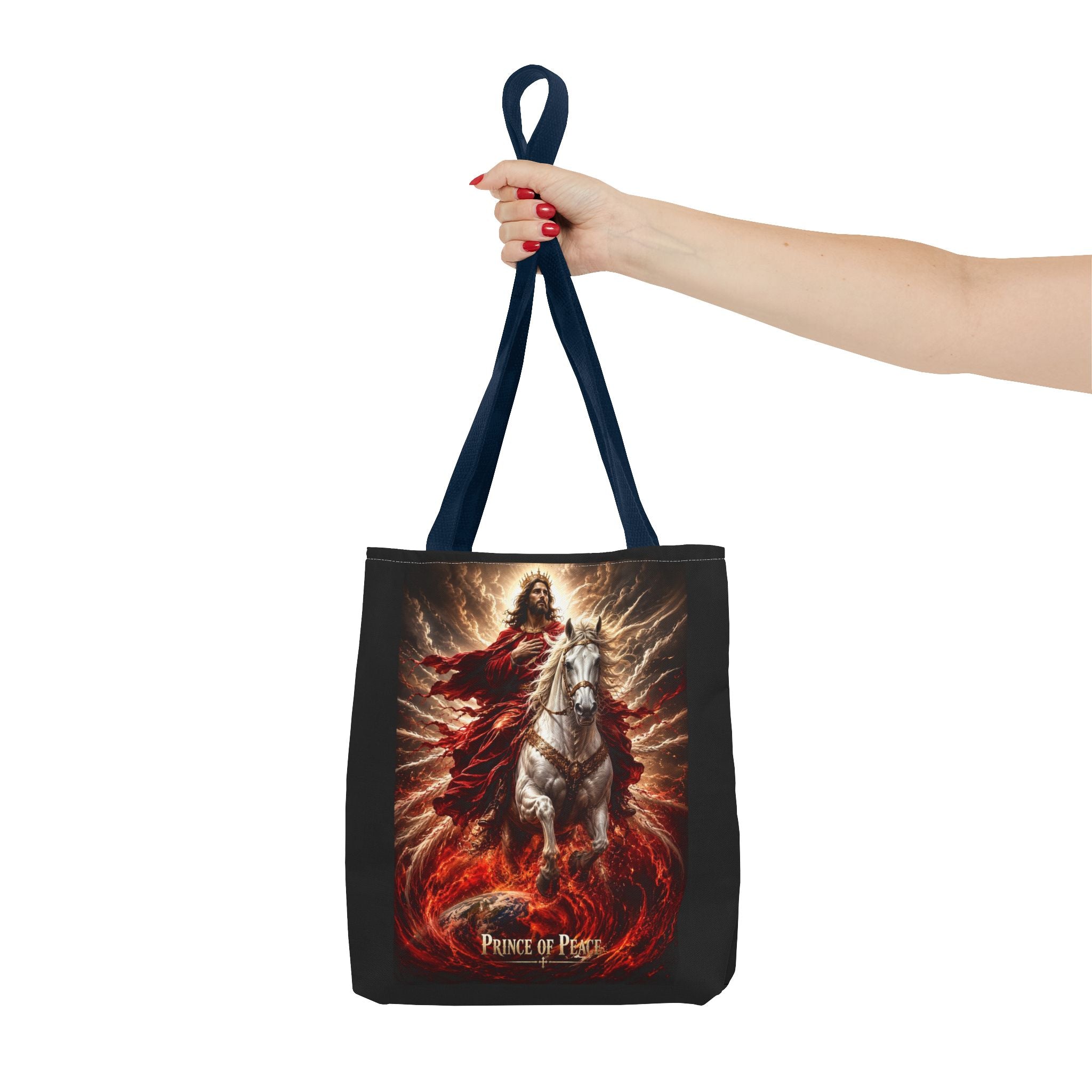 Prince of Peace Tote Bag | Jesus Riding White Horse Christian Tote | Inspirational Faith Carryall