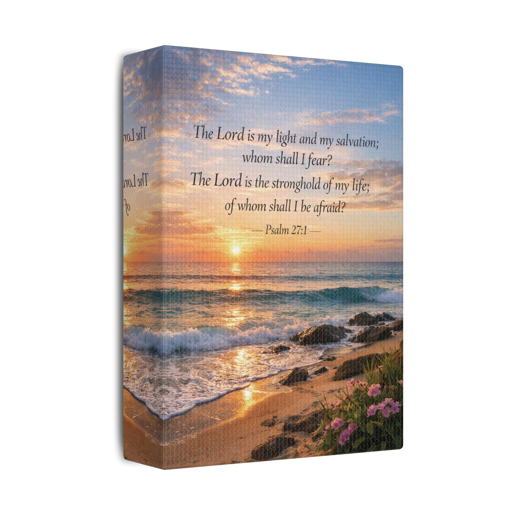 Peaceful Scenes – Sunrise Beach – Psalm 27:1 Canvas Print
