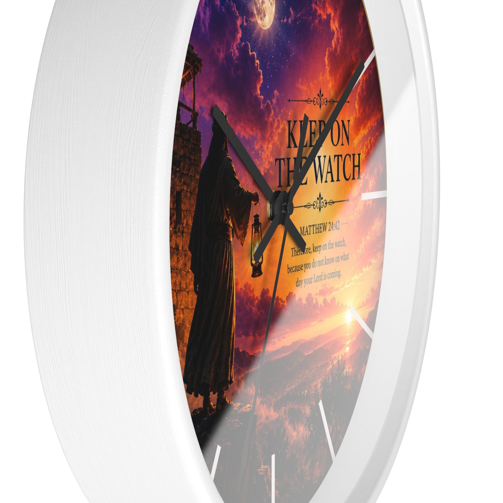 Keep On The Watch Wall Clock | Matthew 24:42 Christian Scripture Clock | Inspirational Faith Decor