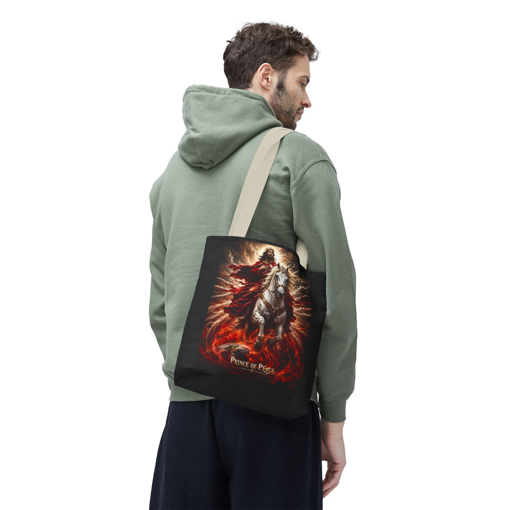 Prince of Peace Tote Bag | Jesus Riding White Horse Christian Tote | Inspirational Faith Carryall