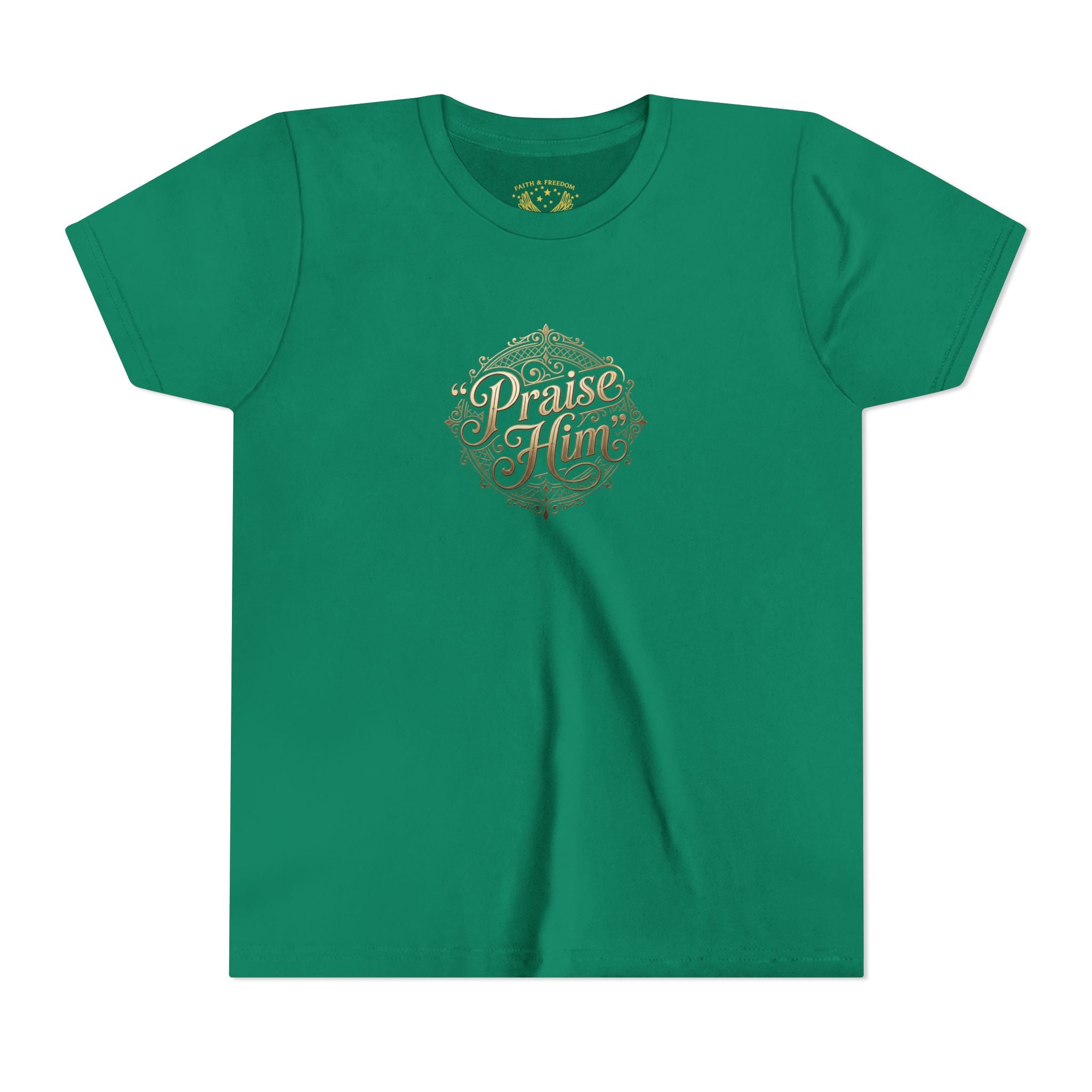 Praise Him Psalms 34:1 Youth T-Shirt | Christian Kids Faith Tee | Inspirational Youth Apparel