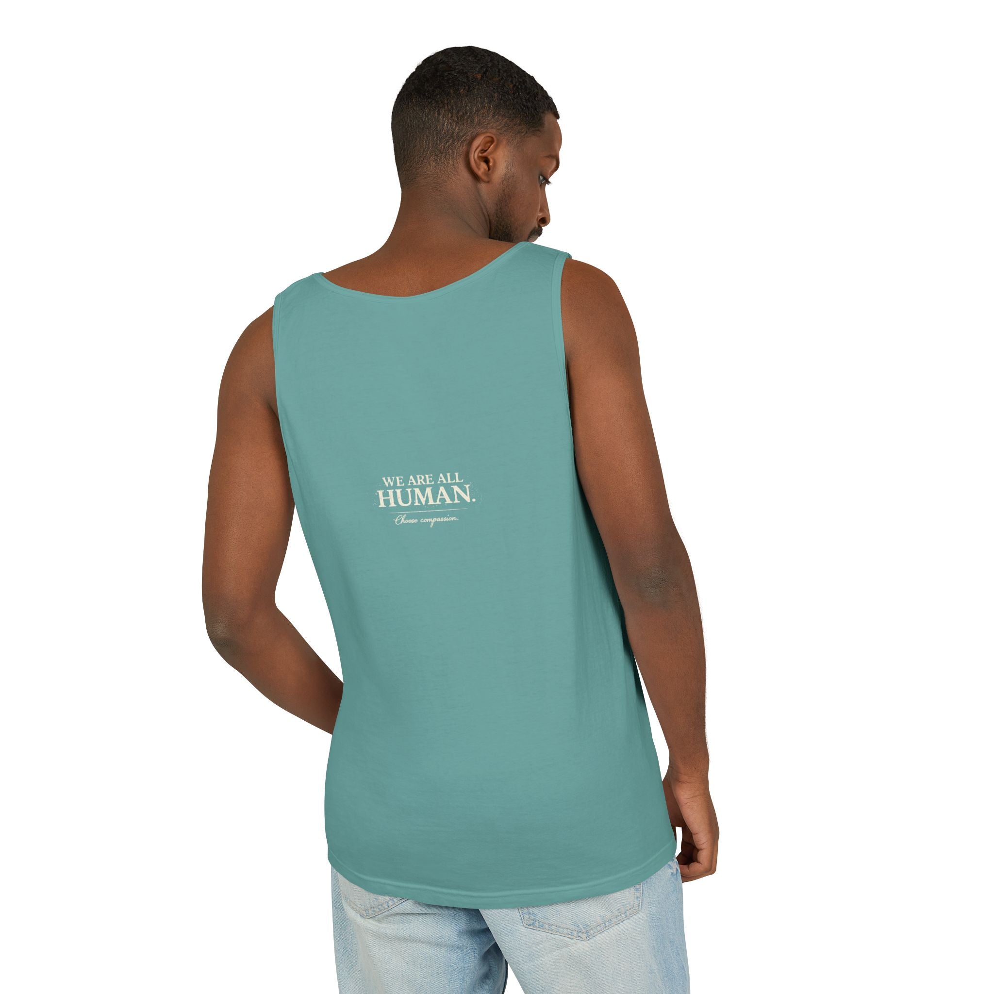 “Every Heart Beats the Same” Vintage Surf Tank Top – Garment-Dyed Coastal Unity Tank