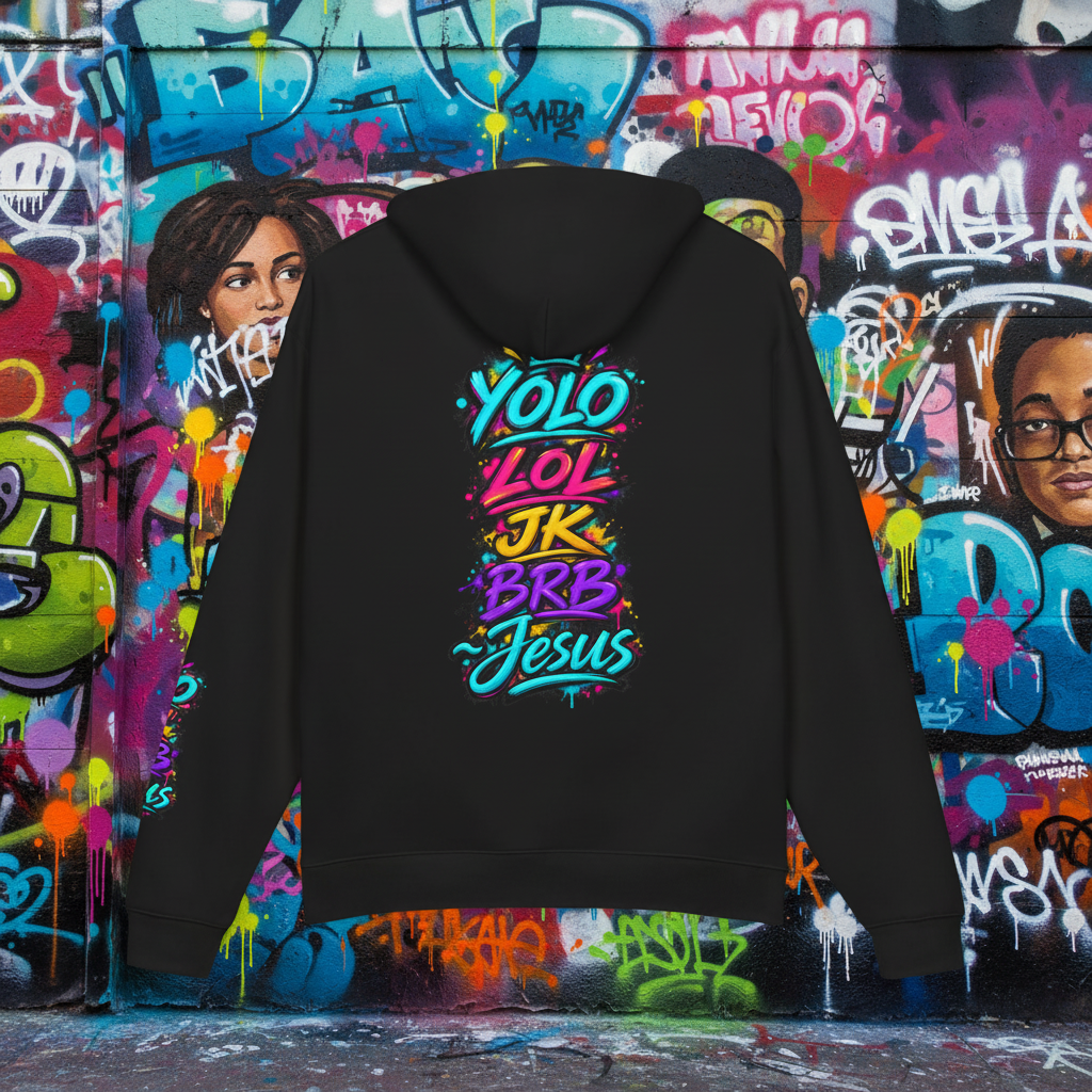 YOLO LOL JK BRB ~Jesus Hoodie | Neon Christian Streetwear Pullover