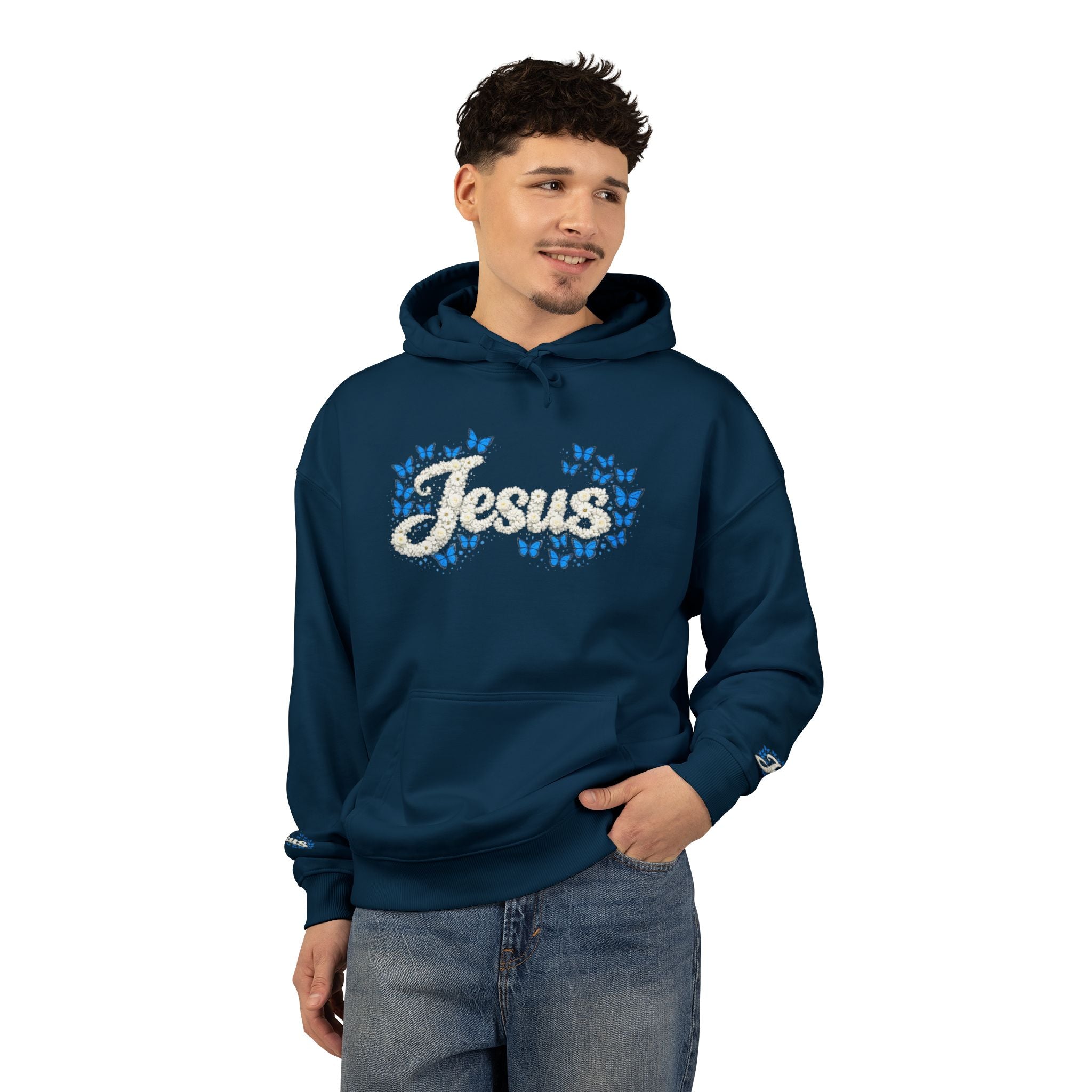 Jesus Floral Hoodie – Christian Faith Organic Pullover | Relaxed Fit Inspirational Hoodie
