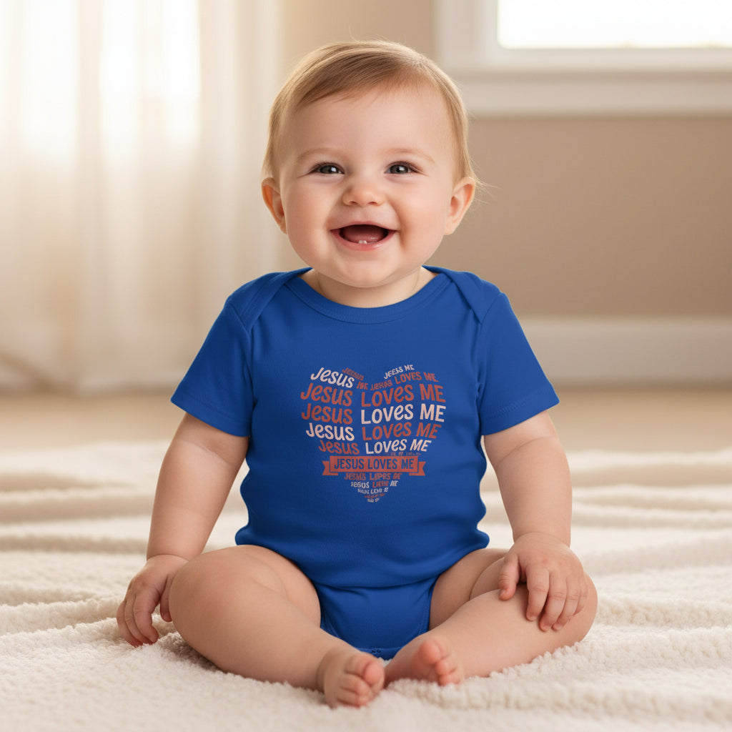 Jesus Loves Me Heart Infant Bodysuit – Christian Baby Onesie | Faith Inspired Baby Clothing