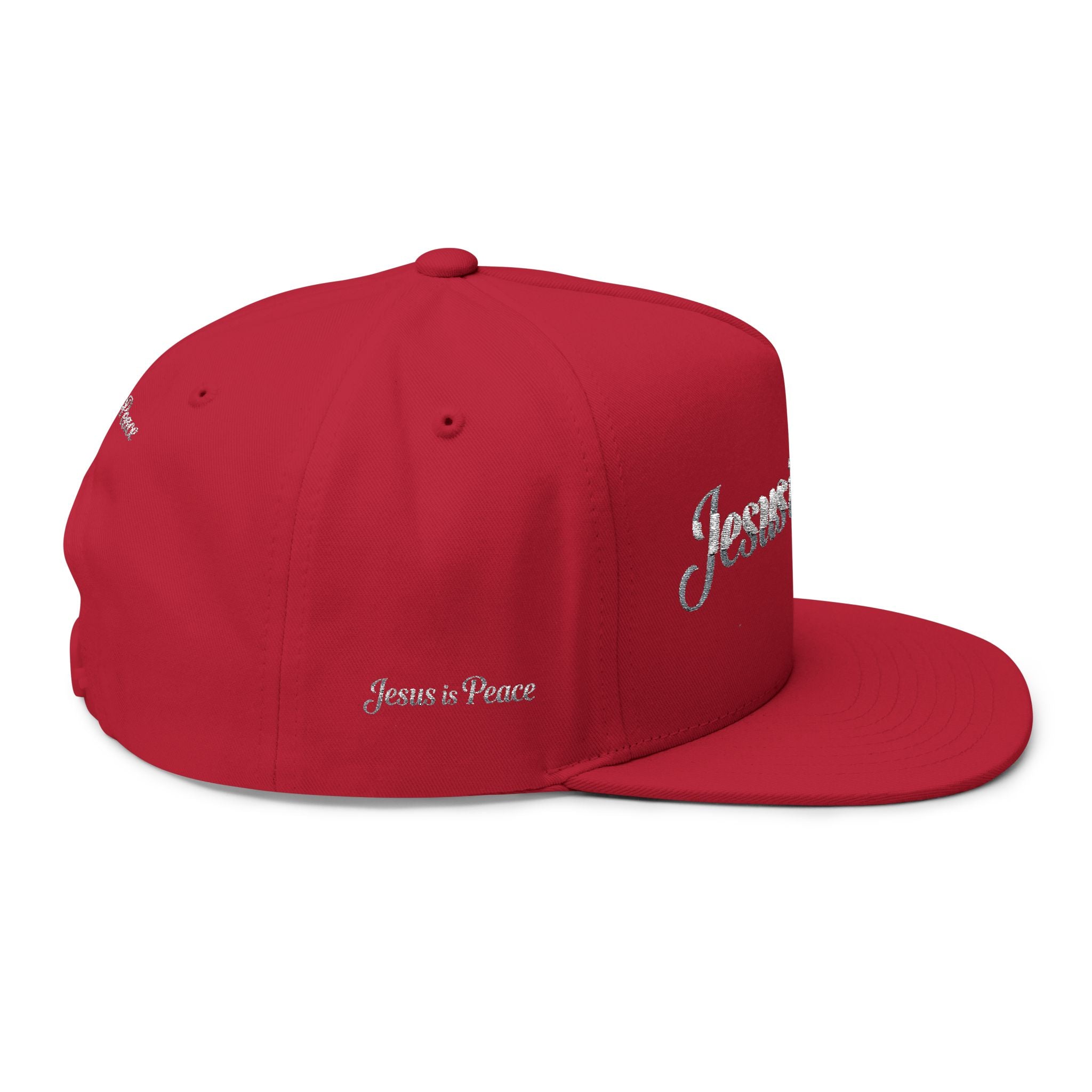Embroidered "Jesus is Peace" Flat Bill Cap — Christian Snapback Hat