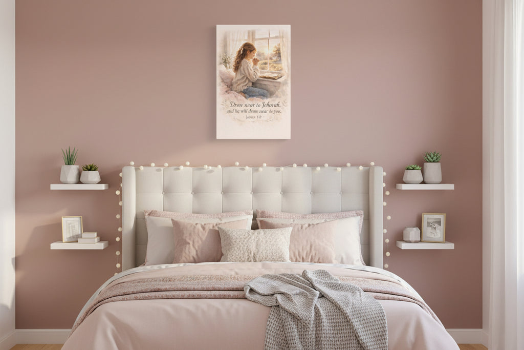 Draw Near to God Canvas Print – Christian Prayer Wall Art | James 4:8 Scripture