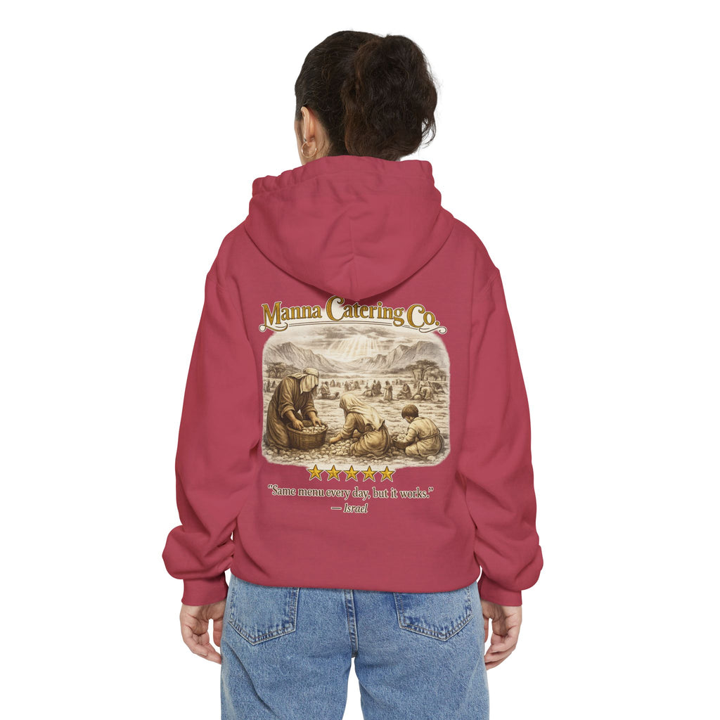 Manna Catering Co. – Hoodie | “Manna Review” Vintage Graphic – Five-Star Faith Series