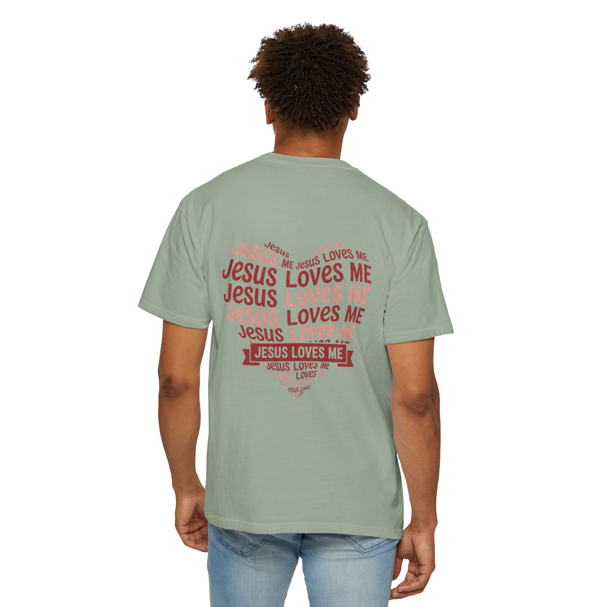 Jesus Loves Me Heart Garment-Dyed T-Shirt – Christian Faith Tee | Vintage Style Inspirational Shirt