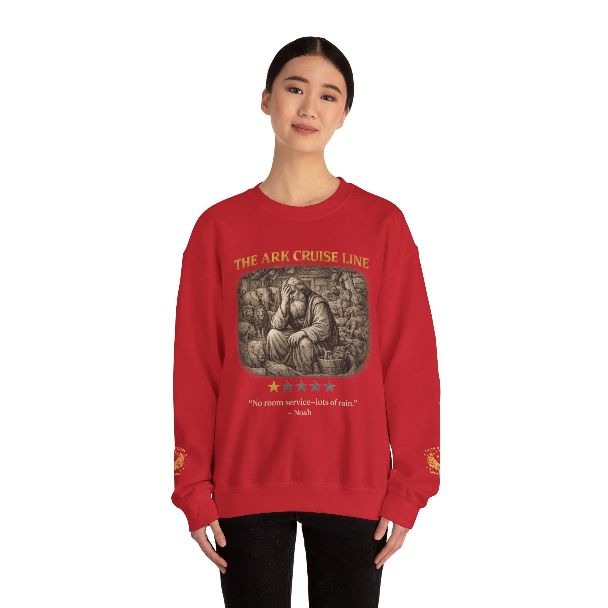 Noah – Crewneck Sweatshirt | “Ark Cruise Liner” Vintage Illustration – Five-Star Faith Series