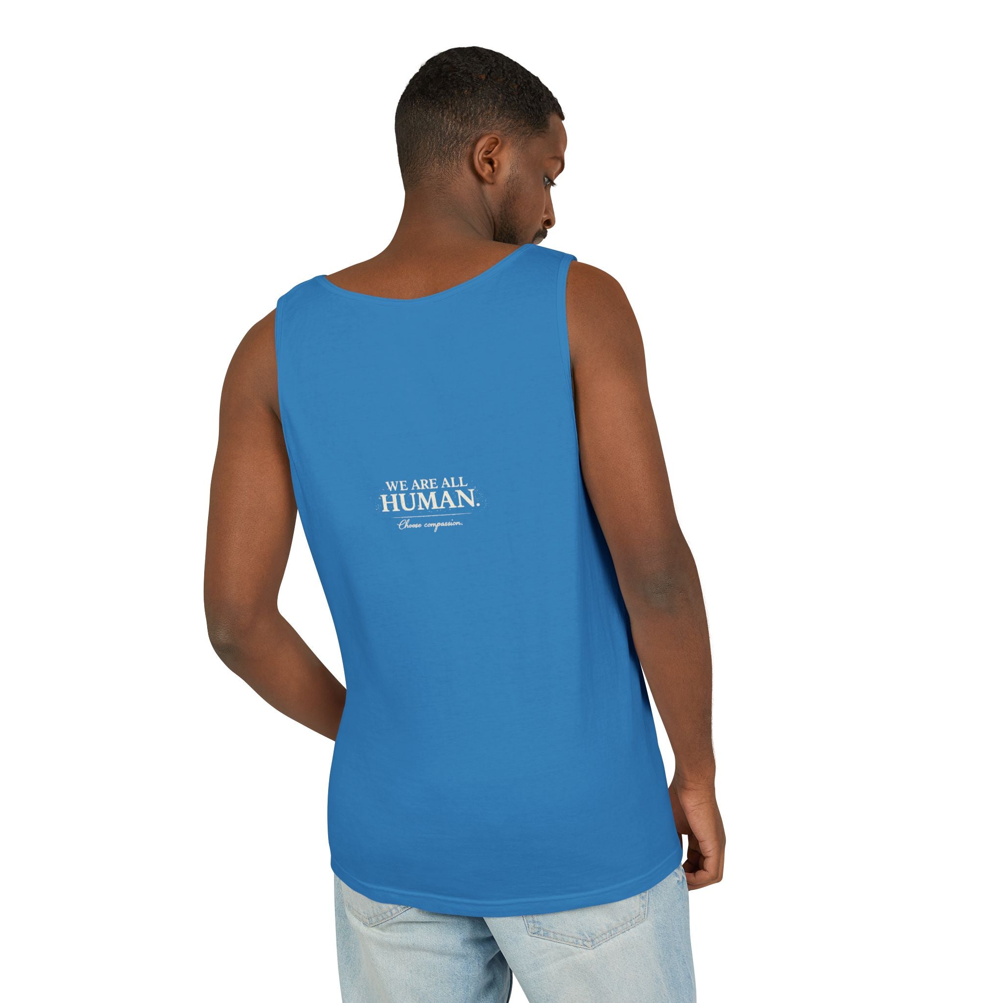 “Every Heart Beats the Same” Vintage Surf Tank Top – Garment-Dyed Coastal Unity Tank