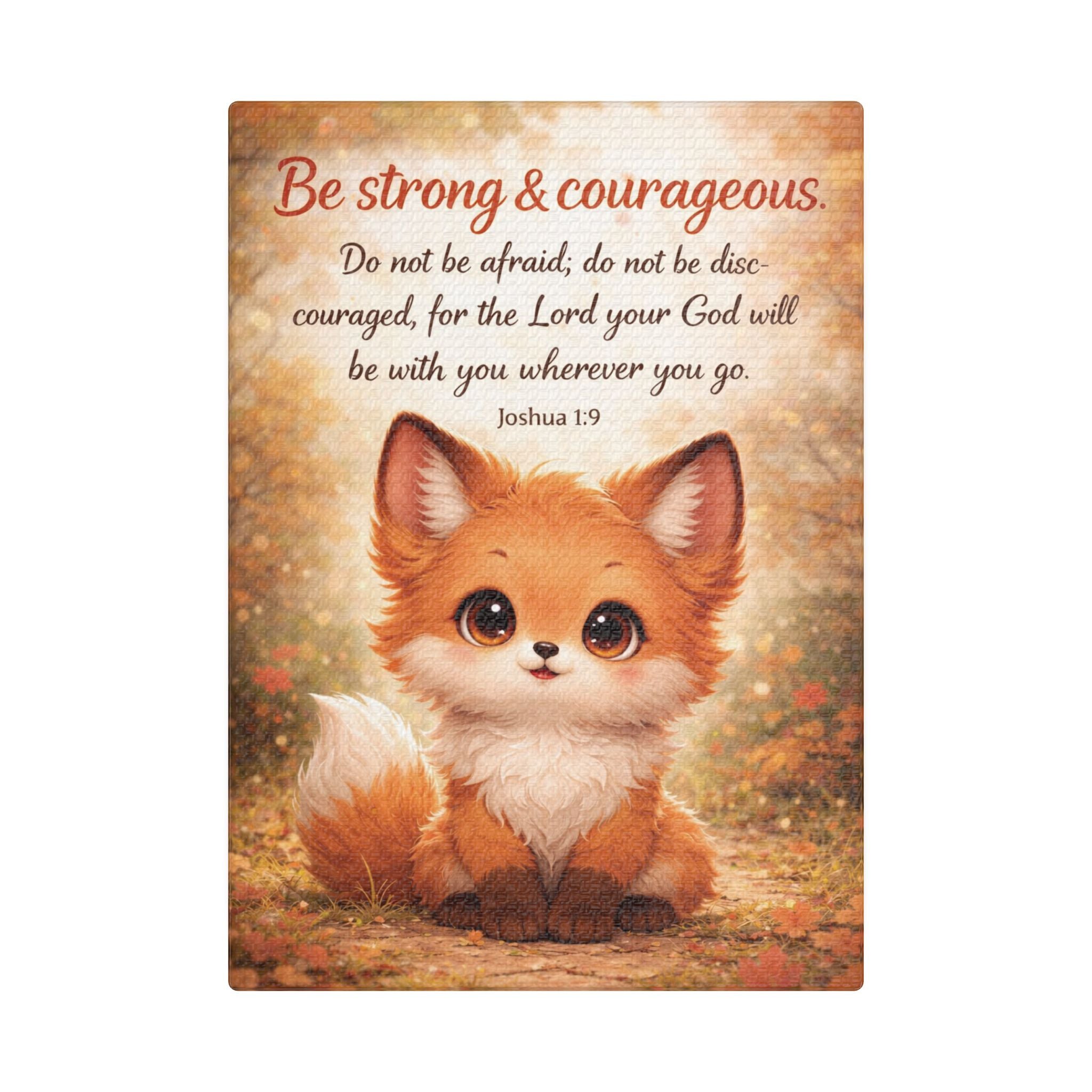 Scripture Woodland Animals – Fox – Joshua 1:9 Canvas Print