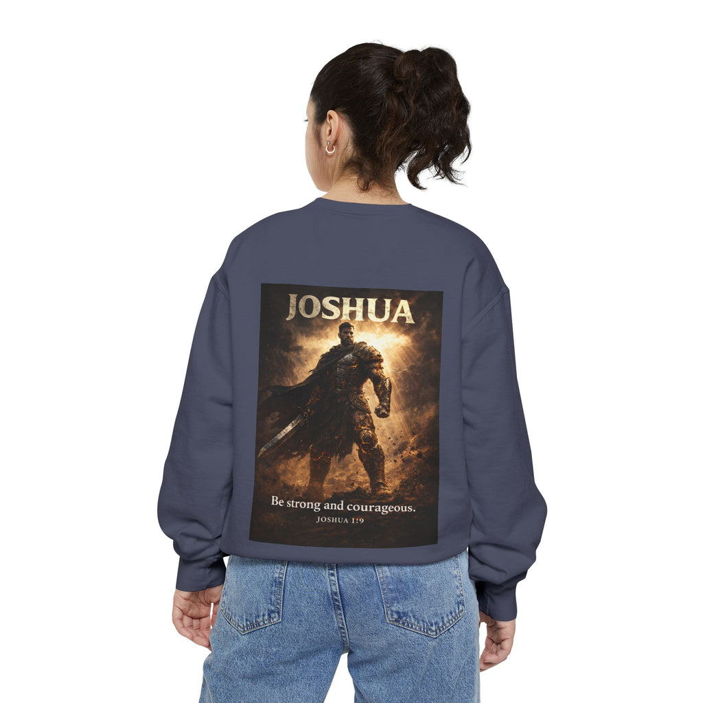 Joshua Courage Sweatshirt | Be Strong and Courageous Christian Crewneck | Inspirational Faith Apparel
