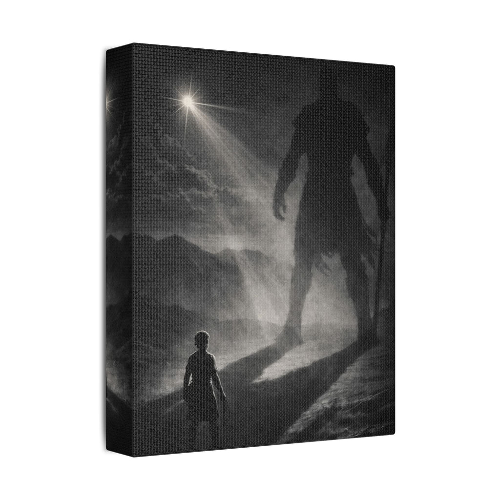 David & Goliath Canvas — “Faith Over Fear” Biblical Wall Art