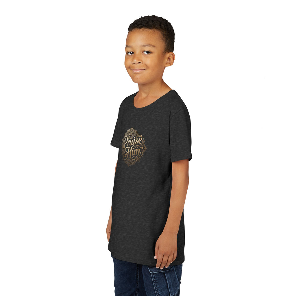 Praise Him Psalms 34:1 Youth T-Shirt | Christian Kids Faith Tee | Inspirational Youth Apparel