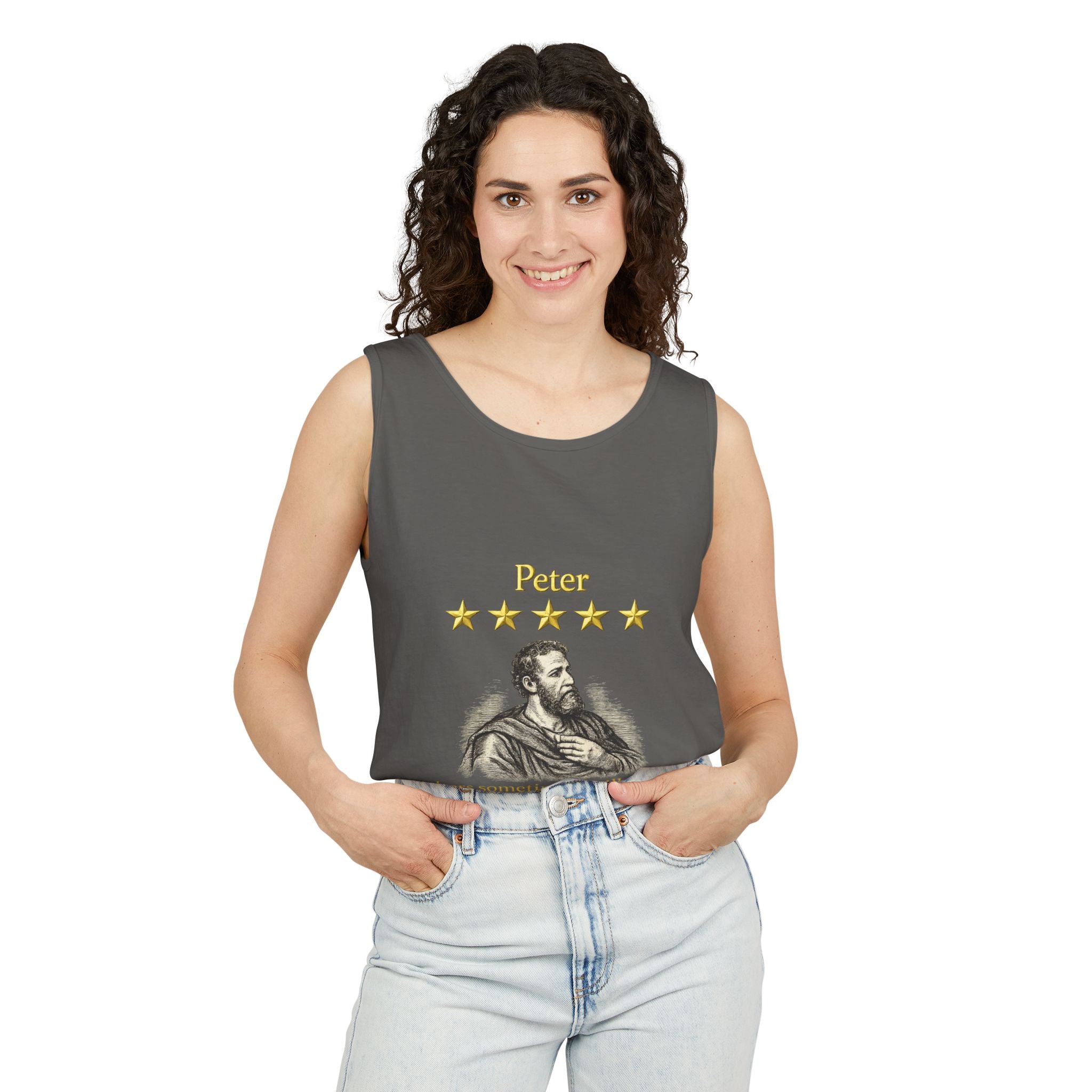 Peter Christian Tank Top — "Falters Sometimes. Still Chosen." Jesus Review-⭐ Five-Star Faith Series⭐