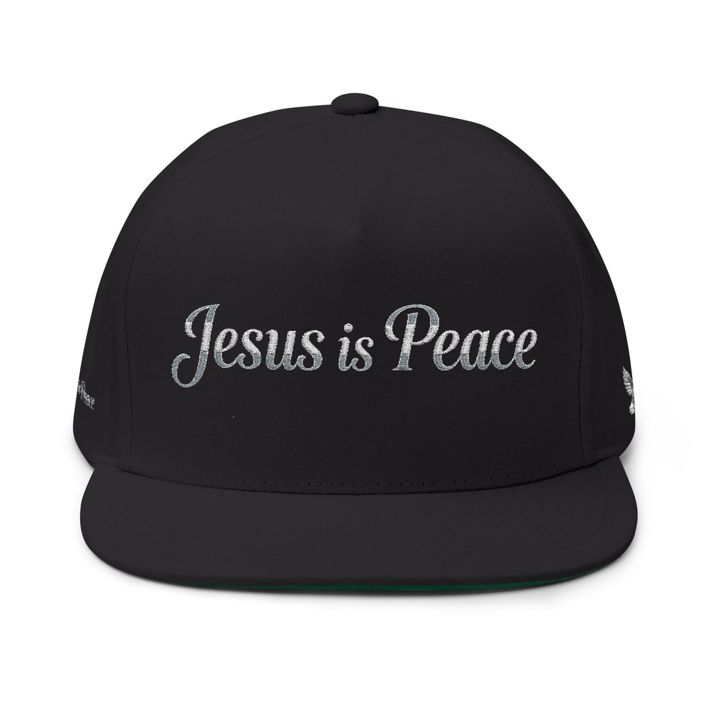 Embroidered "Jesus is Peace" Flat Bill Cap — Christian Snapback Hat