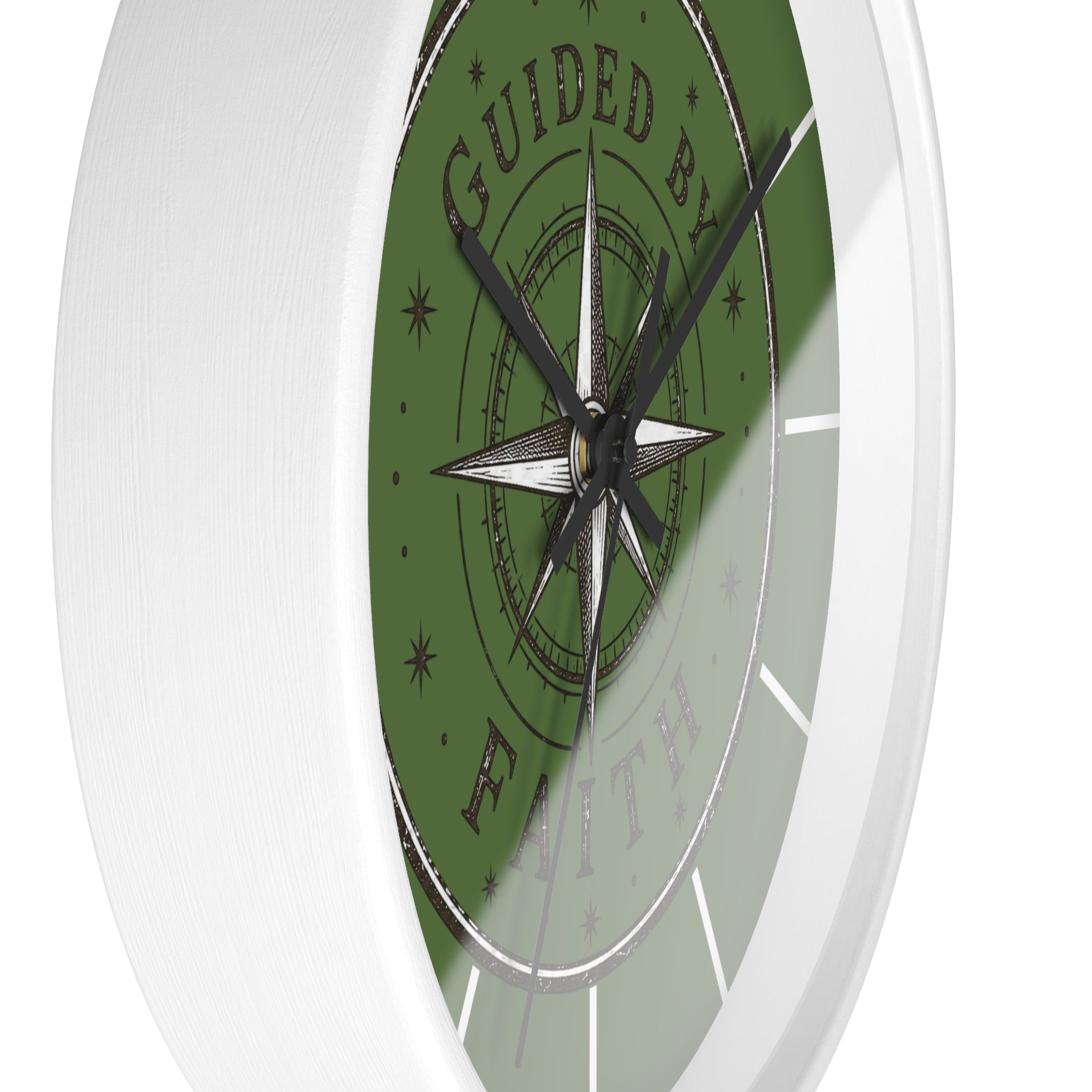 Guided by Faith Compass Wall Clock | Rustic Christian Clock | Inspirational Faith Home Decor
