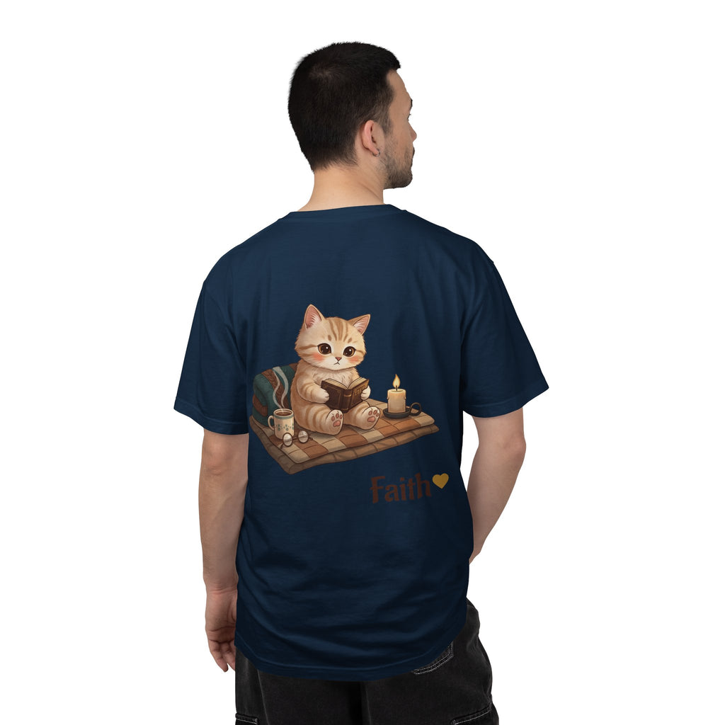 Cozy Cat Prayer T-Shirt — Faith Heart Cat Tee | Christian Cat Lover Shirt