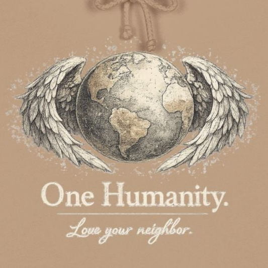 “One Humanity” Hoodie – “Love Your Neighbor” Earth & Wings Graphic Sweatshirt