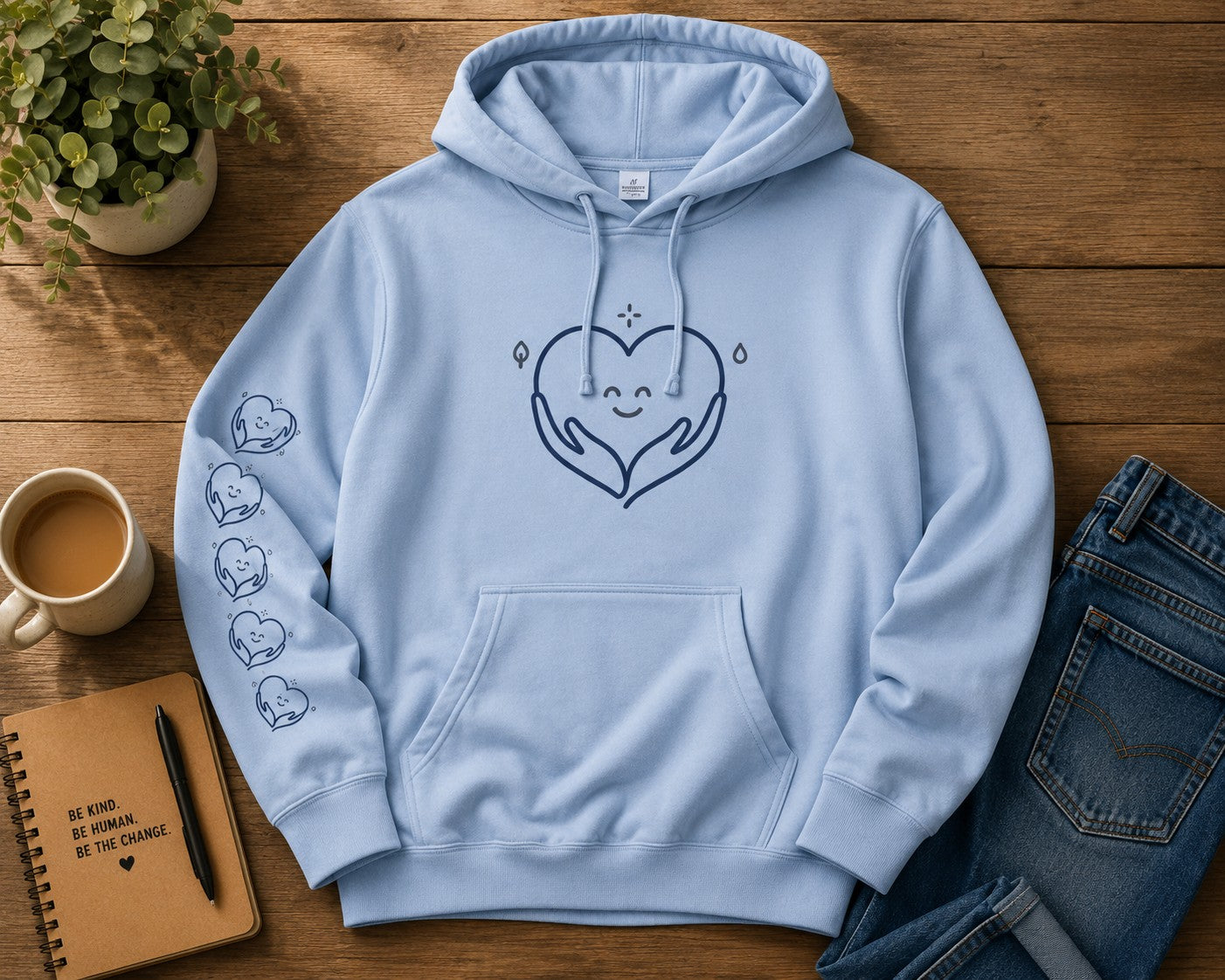 Kindness Changes Everything Hoodie – Heart Graphic Pigment-Dyed Sweatshirt