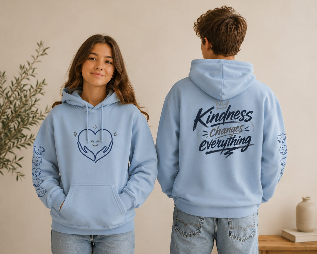 Kindness Changes Everything Hoodie – Heart Hands Graphic Inspirational Pullover