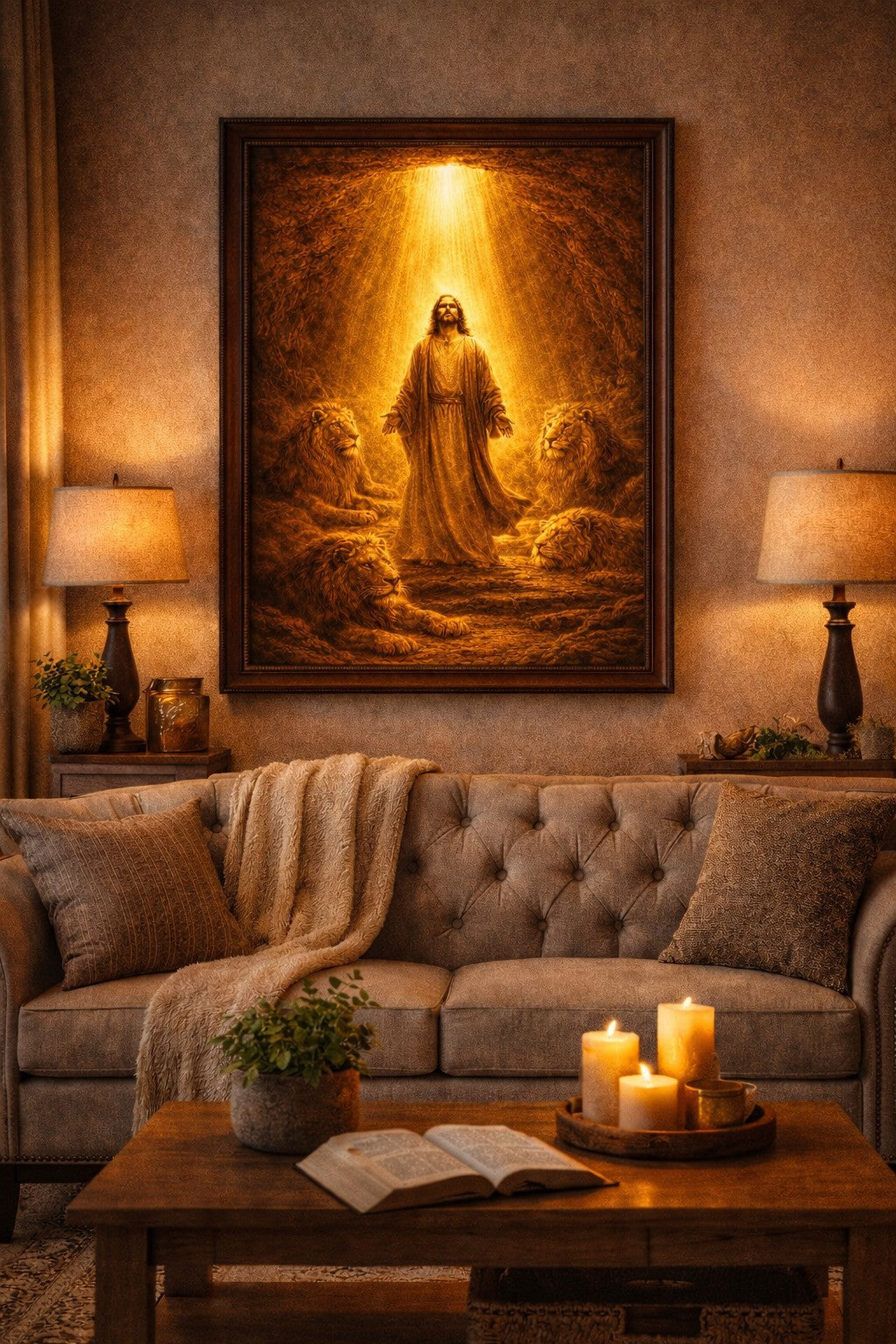 Lion of Judah – Daniel and the Lions Canvas Print | Christian Wall Art of Faith and Courage