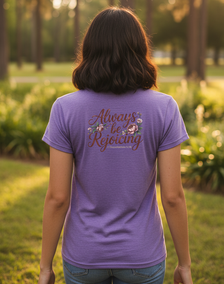 Always Be Rejoicing Women’s Fitted T-Shirt – Christian Faith Tee | Inspirational Scripture Shirt