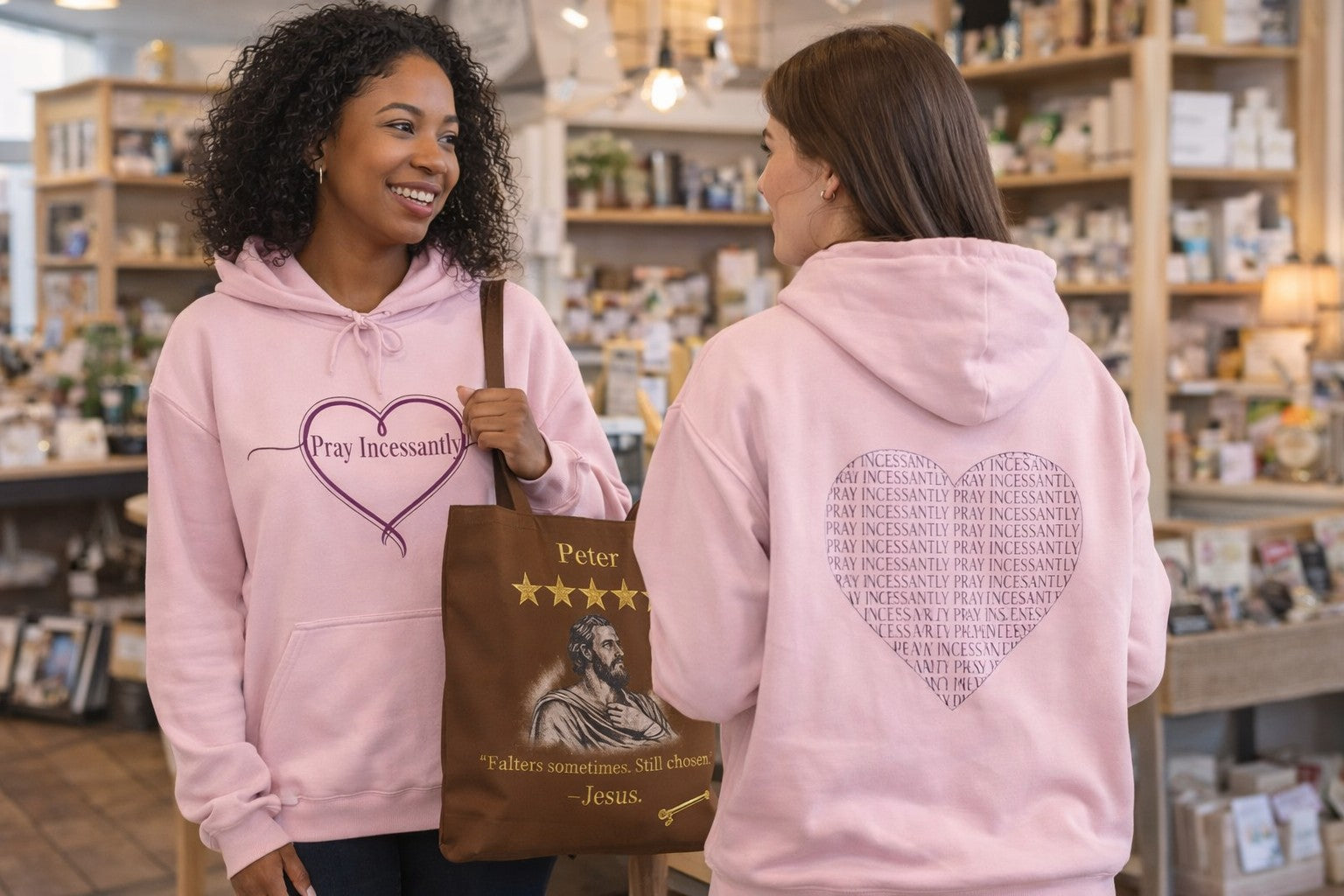 'Pray Incessantly' Heart Script Hoodie — Faith-Inspired Pullover