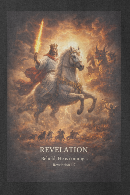Revelation Oversized Vintage T-Shirt — “Behold, He Is Coming” Streetwear Faith Tee