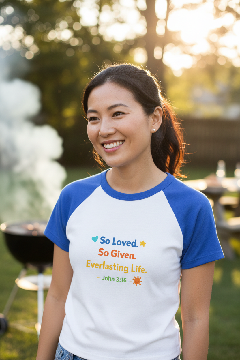 Women’s micro rib raglan baby tee - John 3:16